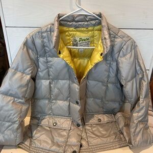 Eddie Bauer Gray Silver Jacket with Yellow Interior